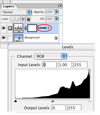 Create a new Levels adjustment layer.